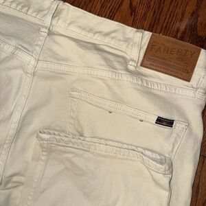 Faherty Organic Cotton Slim Straight Denim Stone Men's 40x34 Stretch Jeans Cream